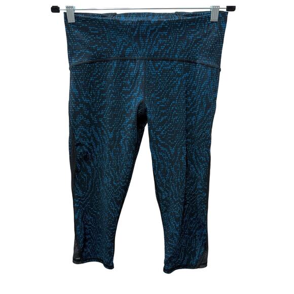 Lululemon Train Times Crop 17" Pulse Capri Blue Black | Size 10 - Picture 1 of 10